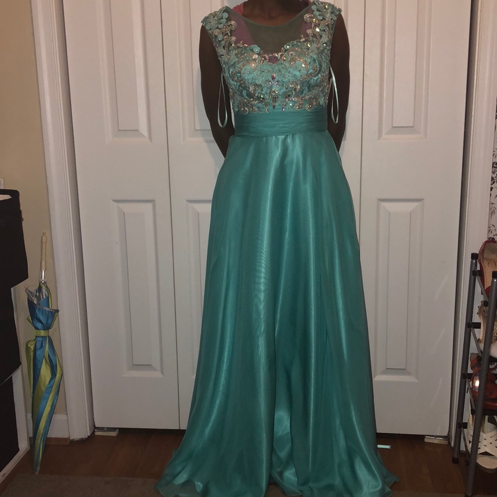 Fancy Sky Blue Silk Dress